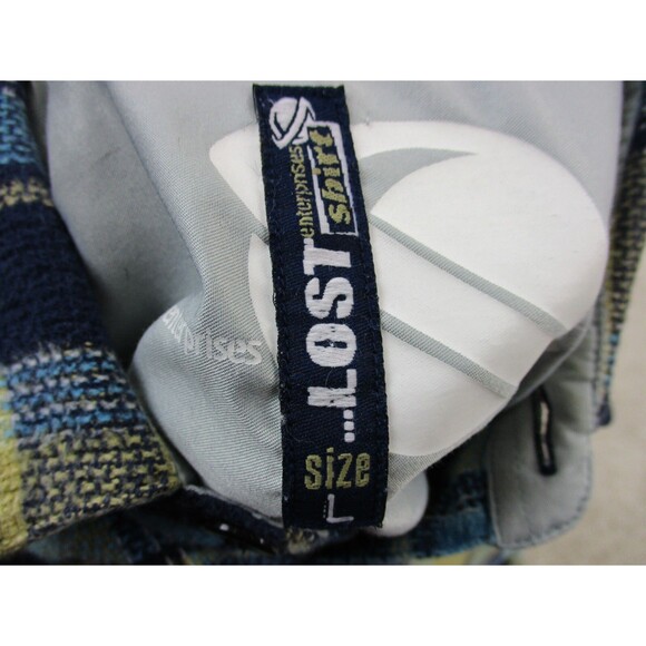 Lost Enterprises Shirt Mens Large Brown Blue Plaid Cotton Casual Button Up - Picture 13 of 14